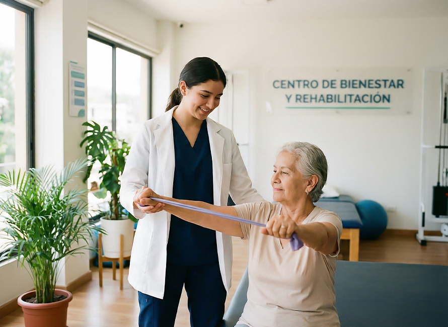 terapeuta físico de cayetano trabajando con paciente