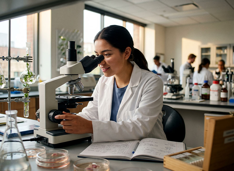 Malla curricular de Biología en Cayetano con cursos, laboratorios y trabajo de campo